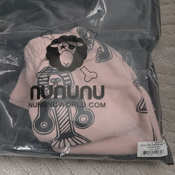 NWT nununu Tribal Dancers Baggy Sweatpants in Powder Pink - Picture 2 of 2